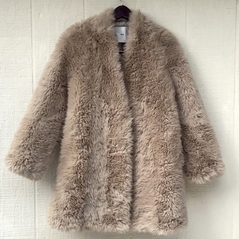 Mango faux fur tan coat